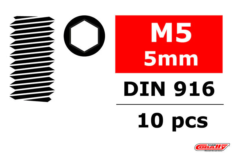 Vis de serrage en acier M5 x 5 mm hex (10 pcs) - C-3004-50-05