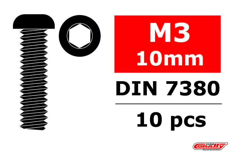 Vis en acier M3 x 10 mm tête hexagonale (10 pcs) - C-3003-30-10