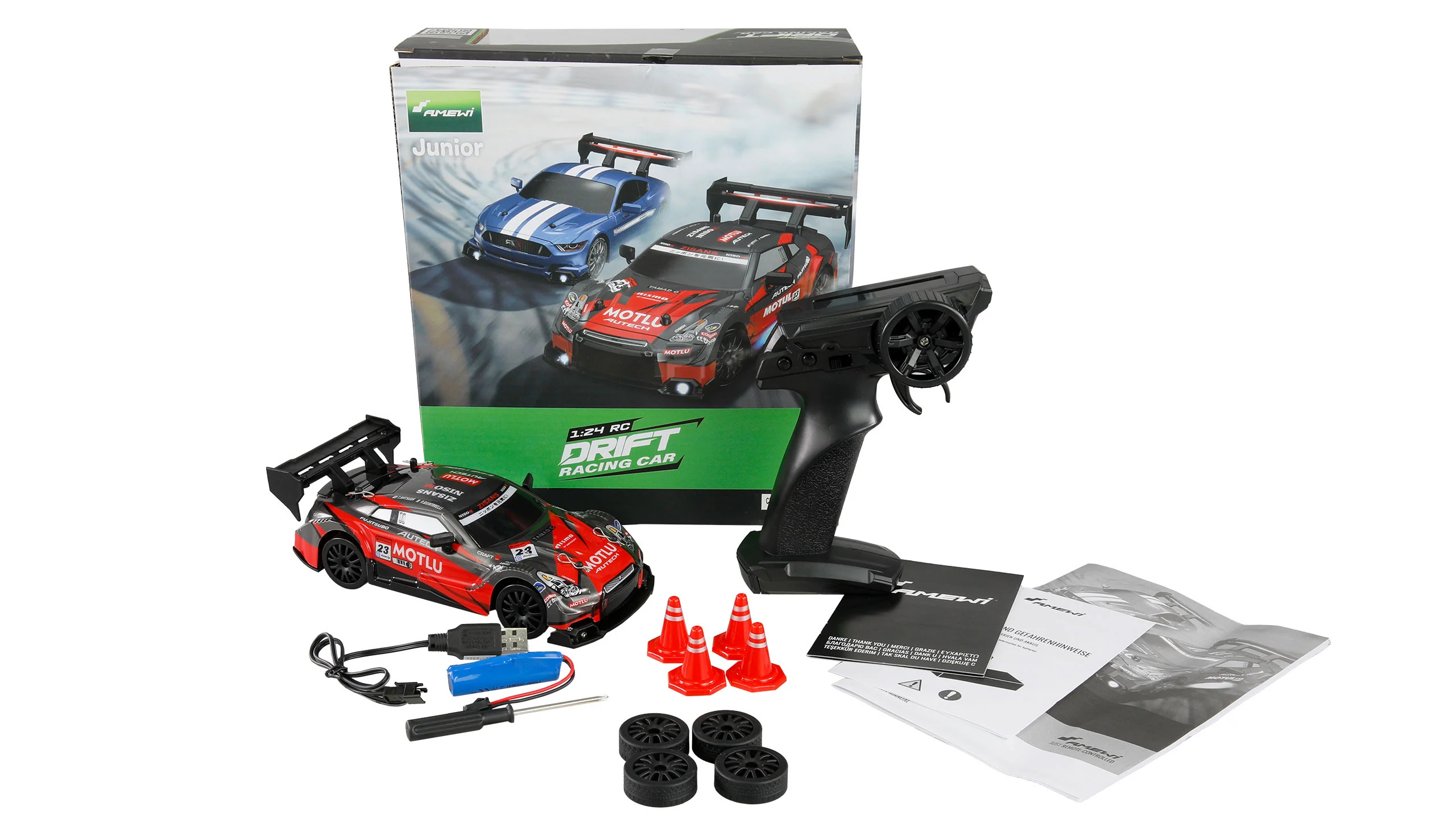 Voiture de course Drift 4WD 1/24 RTR rouge/noir - 21112 - Image 2